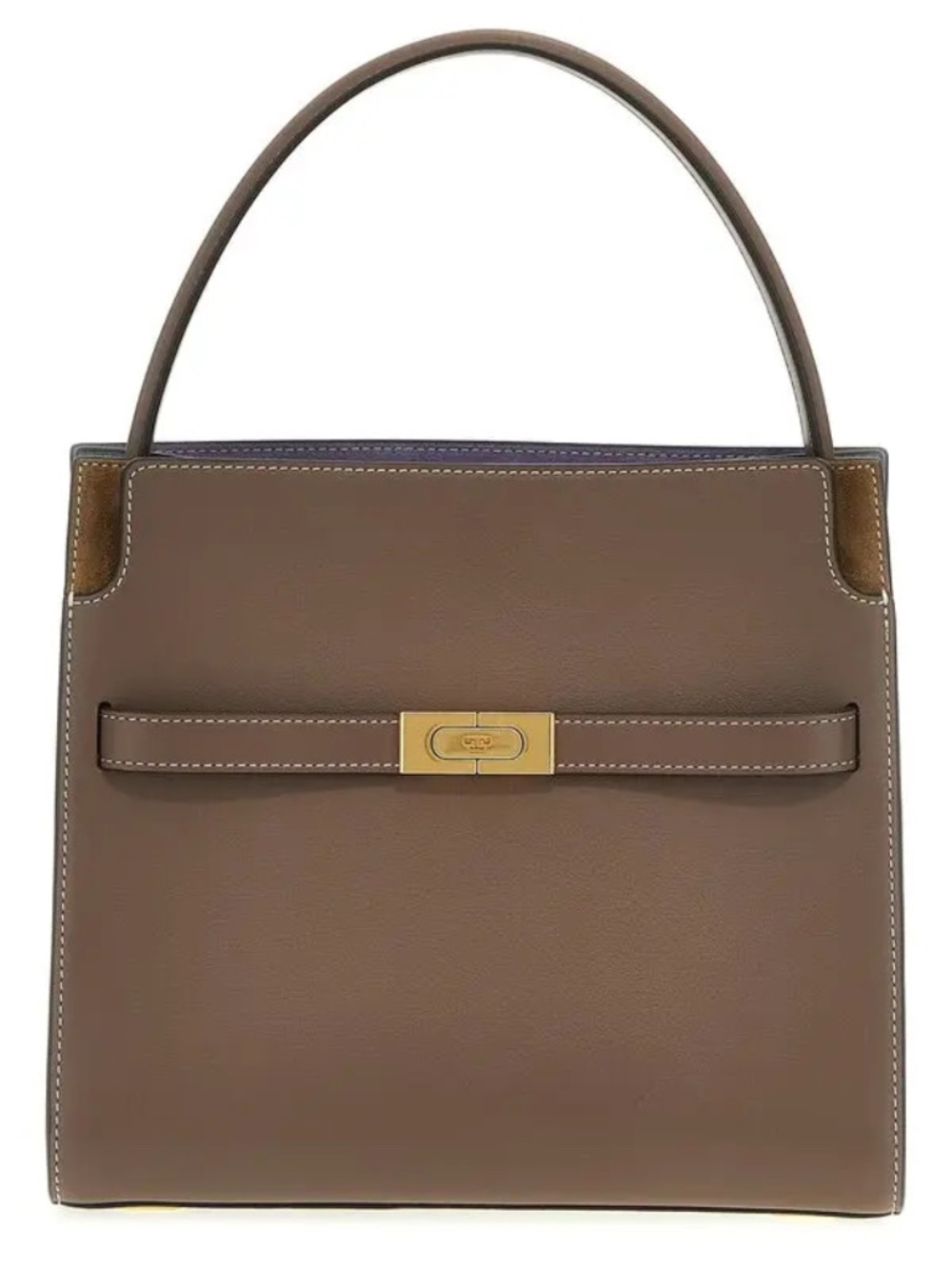 Tory Burch Lee Radziwill Double Satchel Bag – Clam Shell Taupe